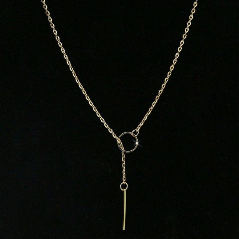 Necklace Woman Geometric Drop Circle Bar Jewelry Trendy - Picture 4 of 4